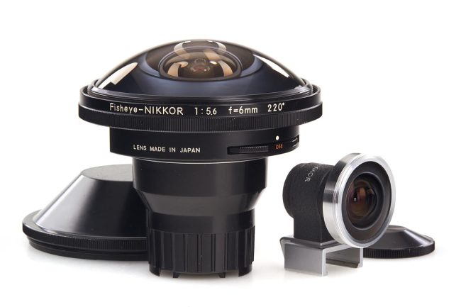 Nikon Fisheye-Nikkor lens 5.6/6mm 220°, 1970