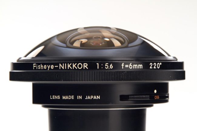 Nikon Fisheye-Nikkor lens 5.6/6mm 220°, 1970