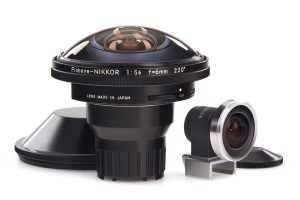 Nikon Fisheye-Nikkor lens 5.6/6mm 220°, 1970