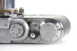 Fed I “Fedka” SN 523, 1934 top view of winder and shutter speed