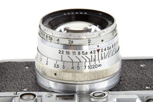 KMZ “Fed Zorki” rangefinder film camera, 1949 lens top