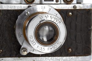 FED I “Fedka” rangefinder 35mm film camera lens front detail SN 674, 1934
