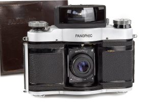 Panon Panophic medium format film panoramic camera, 1963 front