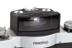 Panon Panophic medium format film panoramic camera, 1963 viewfinder