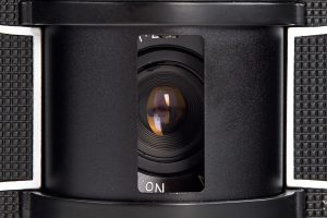 Widelux F8 24x59mm panoramic 35mm film camera lens detail, 1991