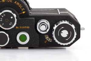 Widelux F8 24x59mm panoramic 35mm film camera dials top, 1991
