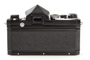 Nikon F film SLR camera black 1959 back view