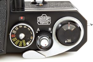 Nikon F film SLR camera black 1959 winder