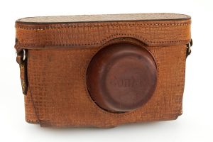 Carl Zeiss Jena Contax Jena Ivory 35mm film rangefinder camera 1947 leather case front