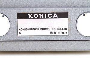 Konica Aerial Medium Format Camera Type G 1970 nameplate