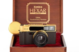 Konica Hexar Gold 120th Anniversary 35mm film rangefinder camera with box