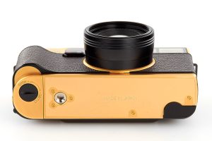 Konica Hexar Gold 120th Anniversary 35mm film rangefinder camera bottom view