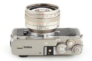 Konica Hexar RF Limited 35mm film rangefinder camera with M-Hexanon 1.2/50mm top view