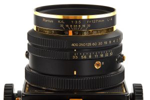 Mamiya RB67 Pro SD Gold Medium Format Film Camera 1990 lens side