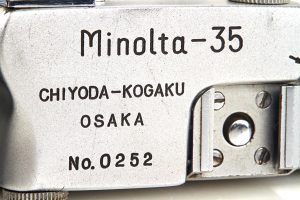 Minolta 35 I film rangefinder camera 1947 nameplate