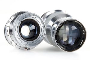 GOI Leningrad prototype 35mm film rangefinder camera 1948 lenses front