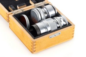 GOI Leningrad prototype 35mm film rangefinder camera 1948 wooden lens box