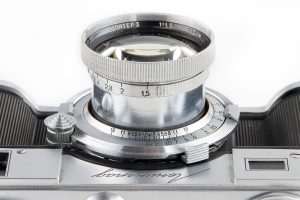 GOI Leningrad prototype 35mm film rangefinder camera 1948 lens top