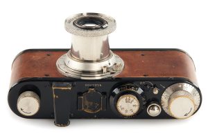 Leica I Mod. A “Calfskin” 35mm film rangefinder camera 1931 top view