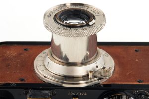 Leica I Mod. A “Calfskin” 35mm film rangefinder camera 1931 lens top profile