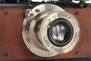 Leica I Mod. A “Calfskin” 35mm film rangefinder camera 1931 lens front profile