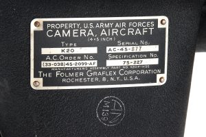 Folmer Graflex K-20 Aircraft Camera sn plate