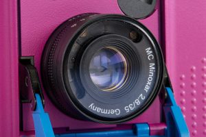 Minox 35 multicolor prototype, 1980s lens detail