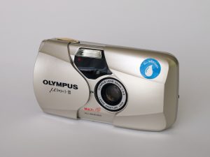 Olympus µ[mju:]-II fully automatic 35mm film compact point-and-shoot camera opened