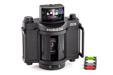 KMZ Horizon 205 Panoramic Film Camera prototype 1994 with filters
