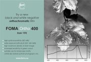 FOMA Ortho 400 – black and white negative orthochromatic film spectral sensitivity